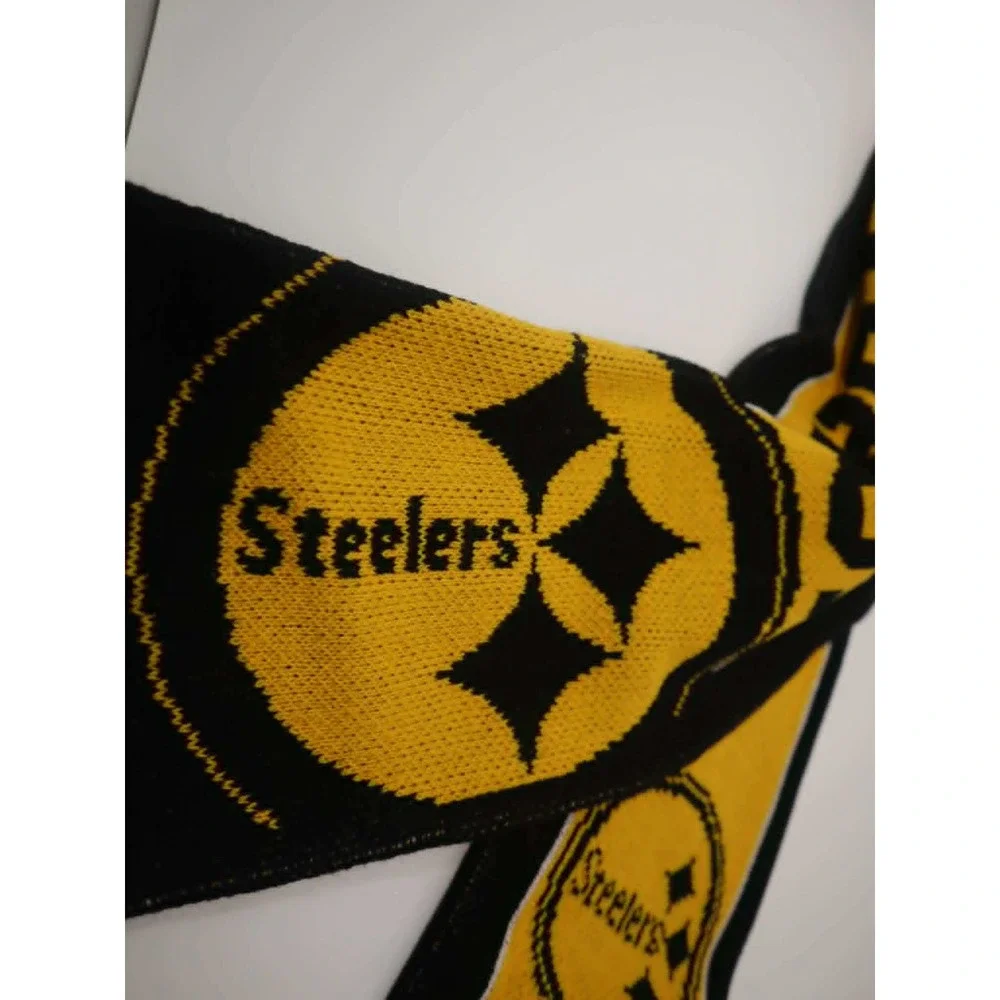 STEELERS Black Yellow Knit Scarf FOCO OS Pgh Pittsburgh NFL Fringed Logo Winter